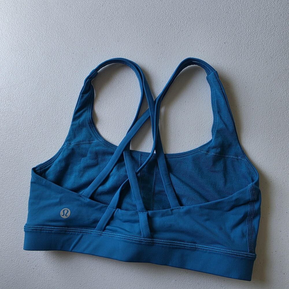 Lululemon Sports Bra Womens 4 Blue Crossback Strappy Yoga Running Gym Activewear